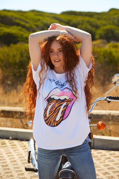 Rolling Stones Pop Womens Tee Shirt White