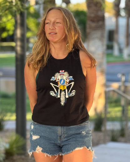 Grateful Dead Psycle Sam Women's Cropped Racerback Tank Top