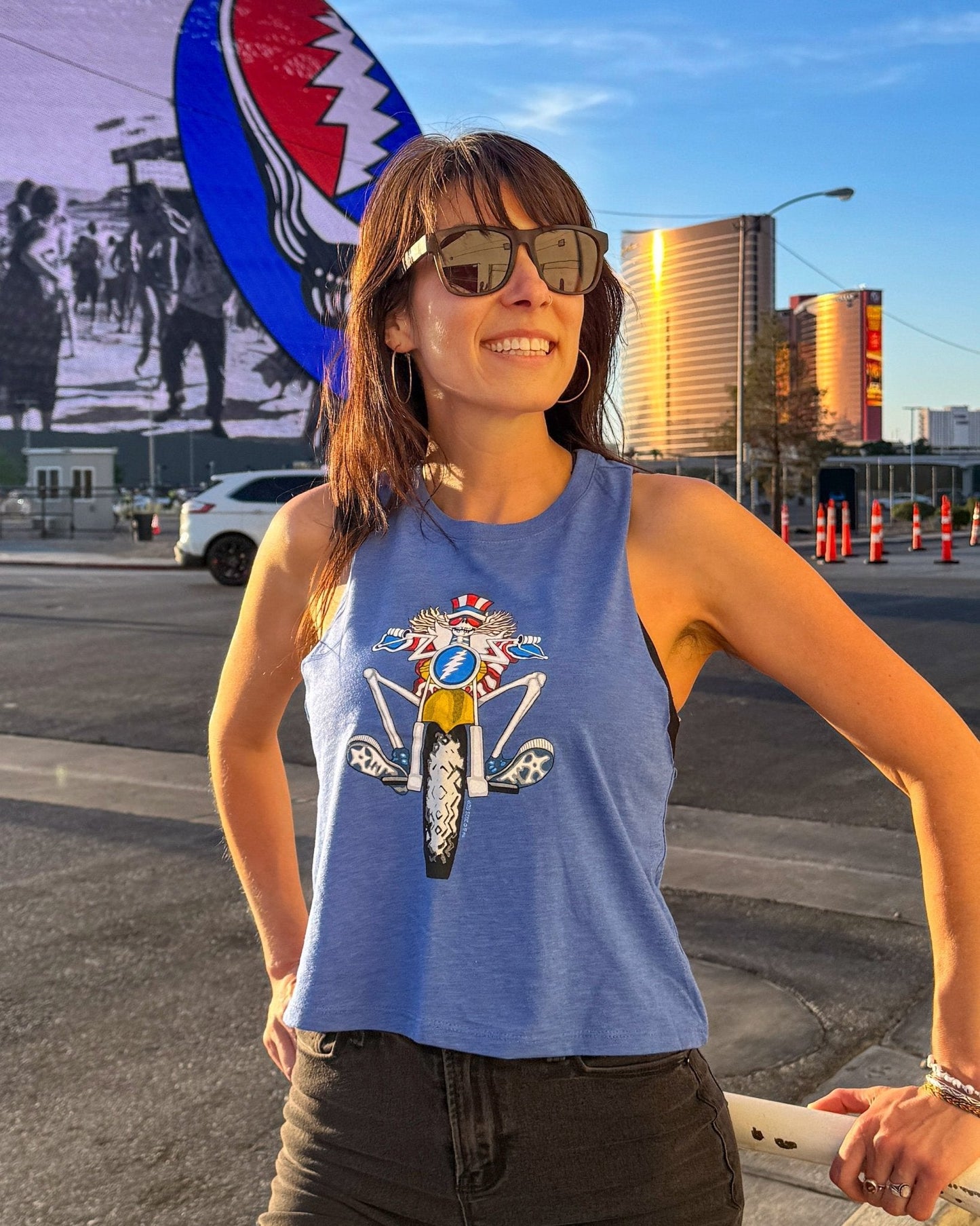 Grateful Dead Psycle Sam Women's Cropped Racerback Tank Top