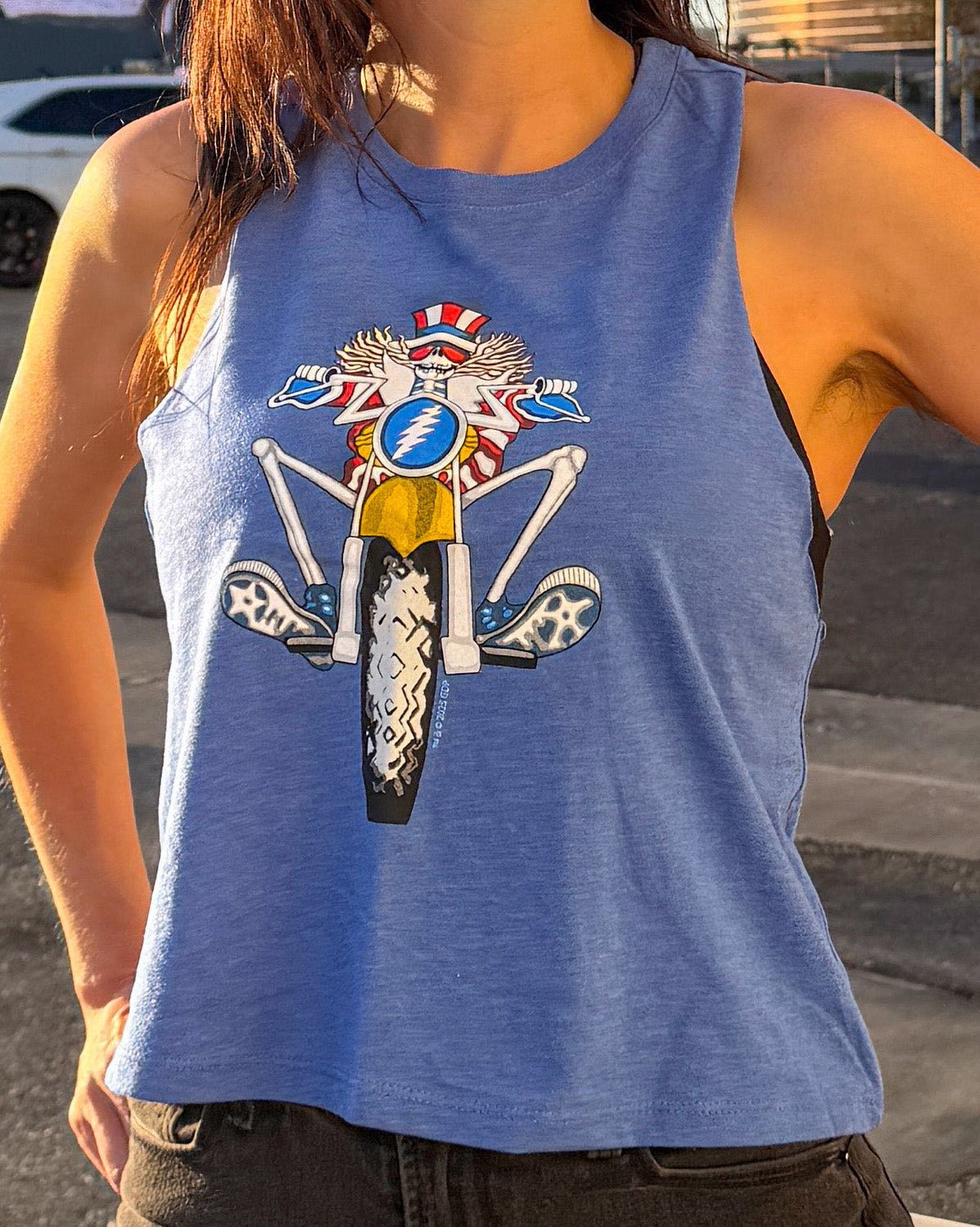 Grateful Dead Psycle Sam Women's Cropped Racerback Tank Top