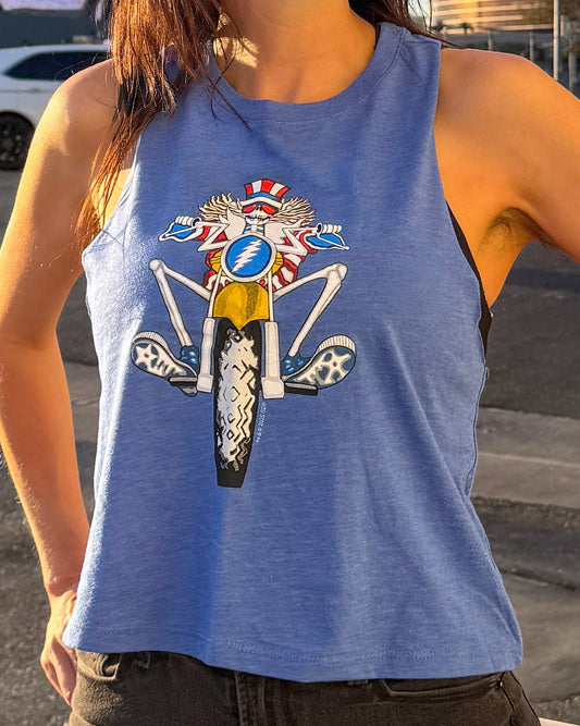 Grateful Dead Psycle Sam Women's Cropped Racerback Tank Top