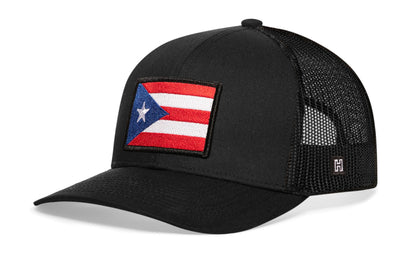 Puerto Rico Flag HAKA Trucker Hat Black Puerto Rican Snapback