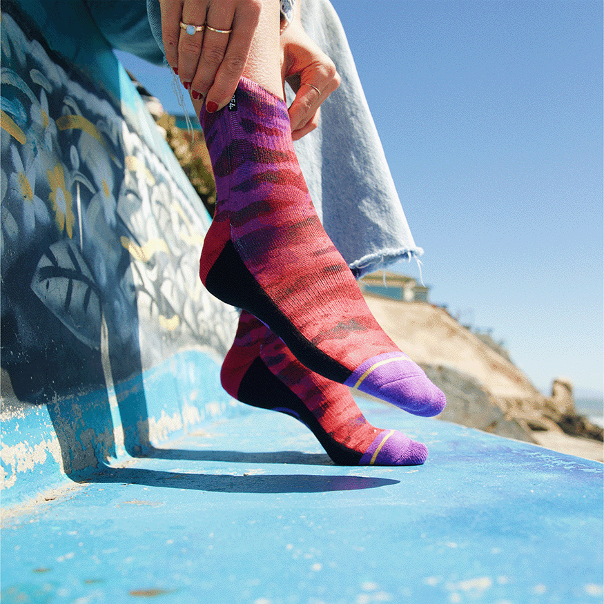 Purple Water Color Quarter Crew Socks
