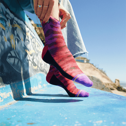 Purple Water Color Quarter Crew Socks