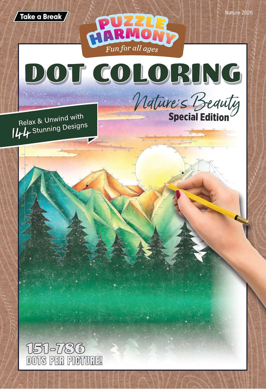 Puzzle Harmony - Dot to Dot Nature's Beauty Special: 144 Stunning Nature Themed Designs,  Full-Sized Book, Perfect For All Ages, Dot to Dot Coloring & Activity Book, Relax, De-Stress & Color!