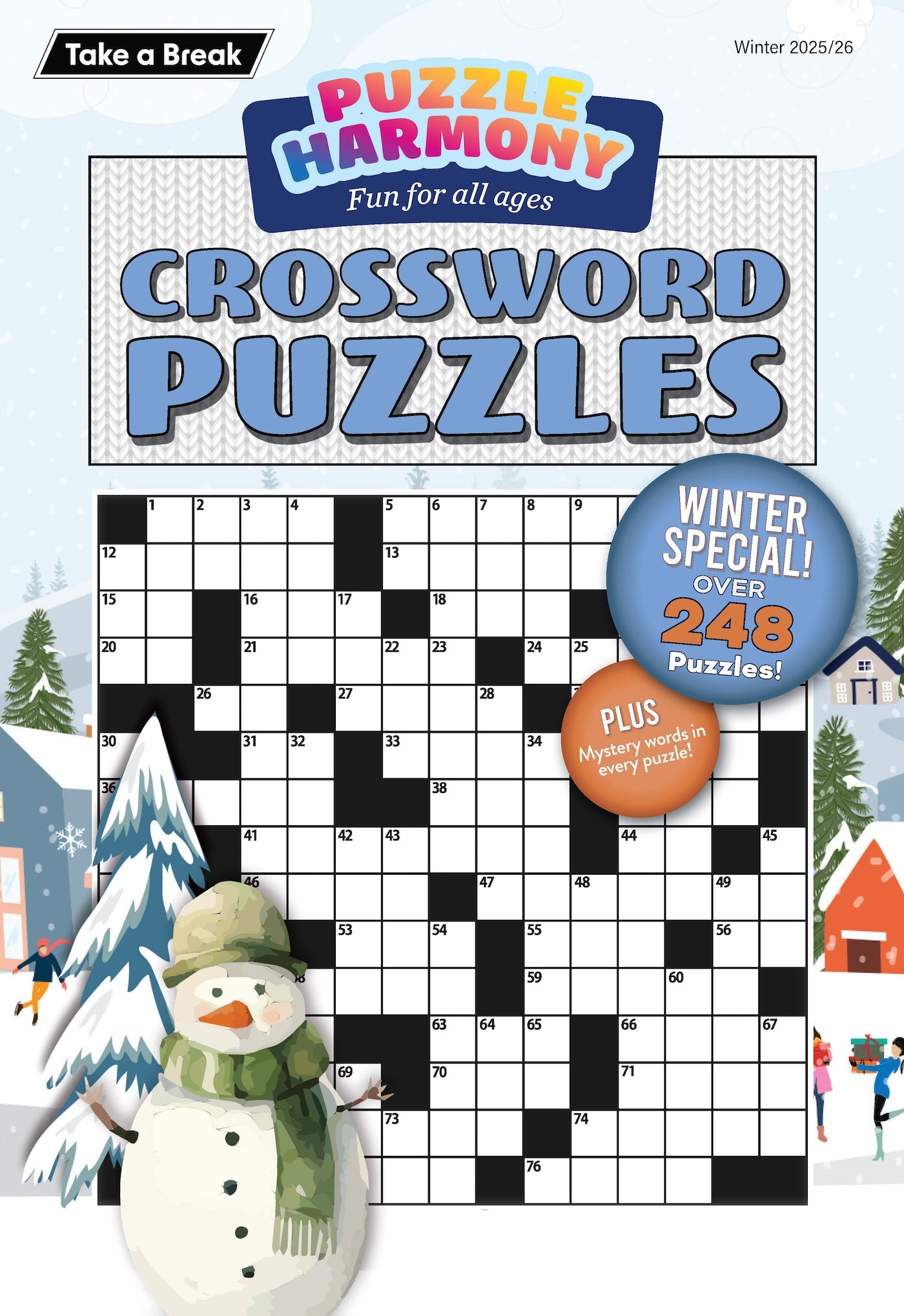 Puzzle Harmony - Crossword Winter 2025 Special: Over 248 Winter Themed Puzzles & Mystery Words In Every Puzzle, Perfect For All Ages, Crossword Book, Relax, Unwind, Unplug, De-Stress, Sit Back & Solve!