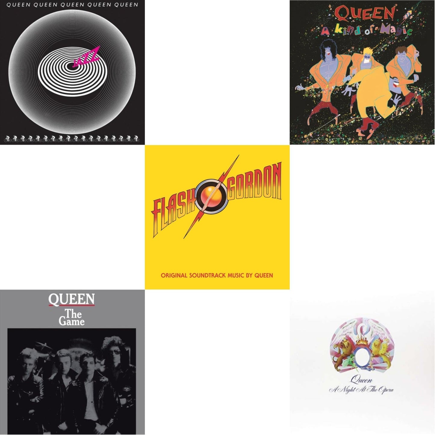 Queen - Jazz & Game & Flash Gordon & Kind Of Magic & Night At The Opera - LP Vinyl Bundle