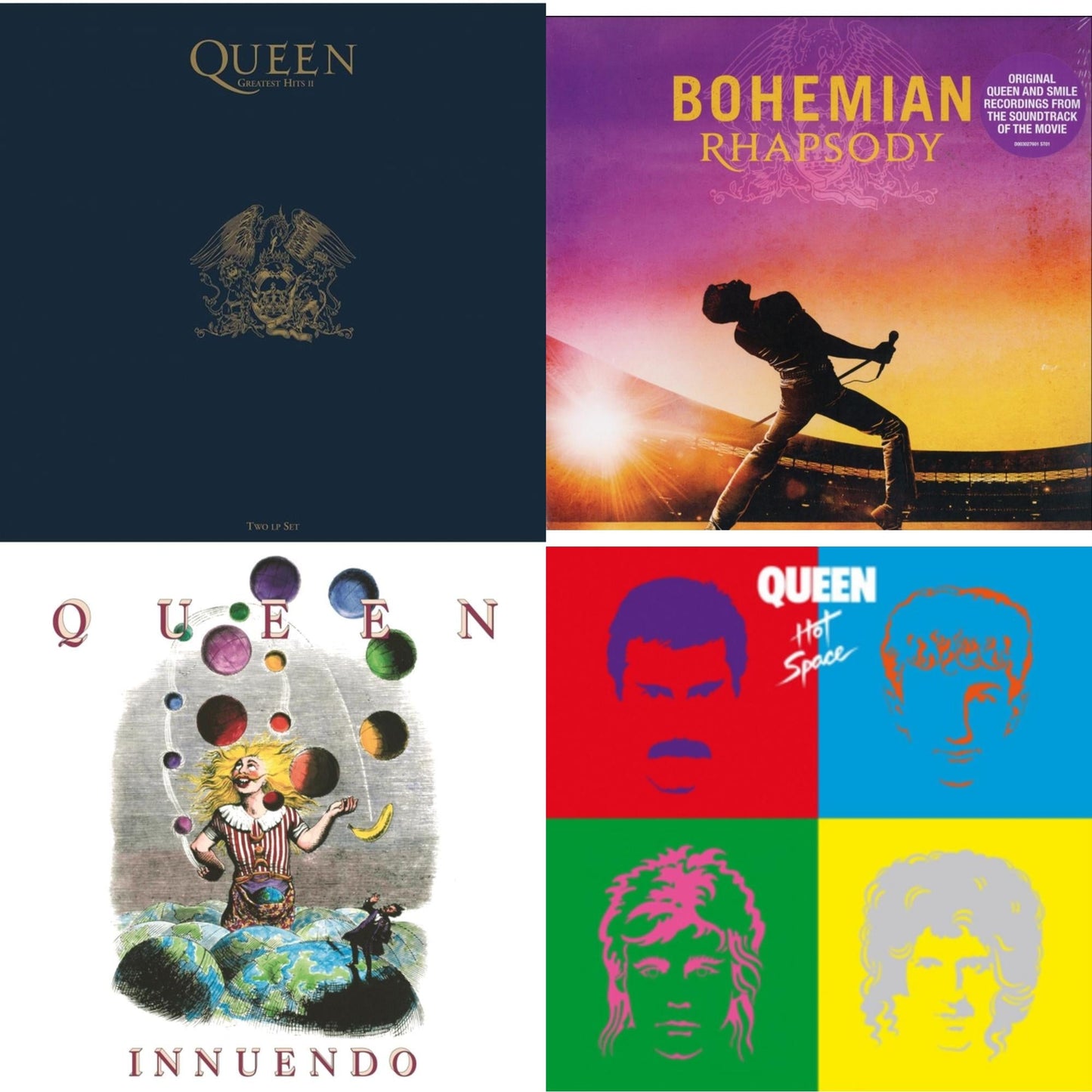 Queen - Greatest Hits 2 (180G/Dl Card) & Bohemian Rhapsody (180G/2LP) & Innuendo (2LP) & Hot Space LP Ltd.
