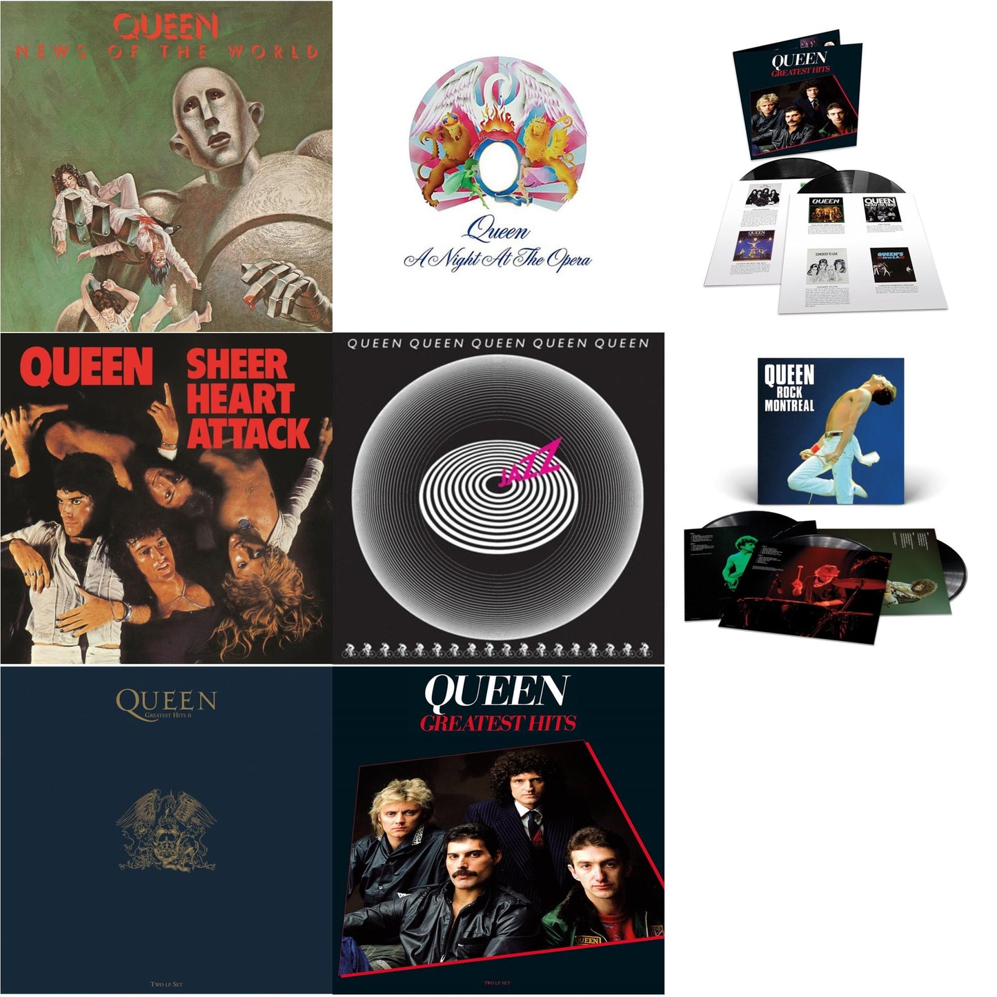 Queen - Greatest Hits 1 (180G/Dl Card/2LP) & Greatest Hits 2 (180G/Dl Card) & Jazz & News Of The World & Sheer Heart Attack (Half-Speed LP Vinyl) & Night At The Opera & Queen Rock Montreal (3LP) & Greatest Hits 1 (180G)