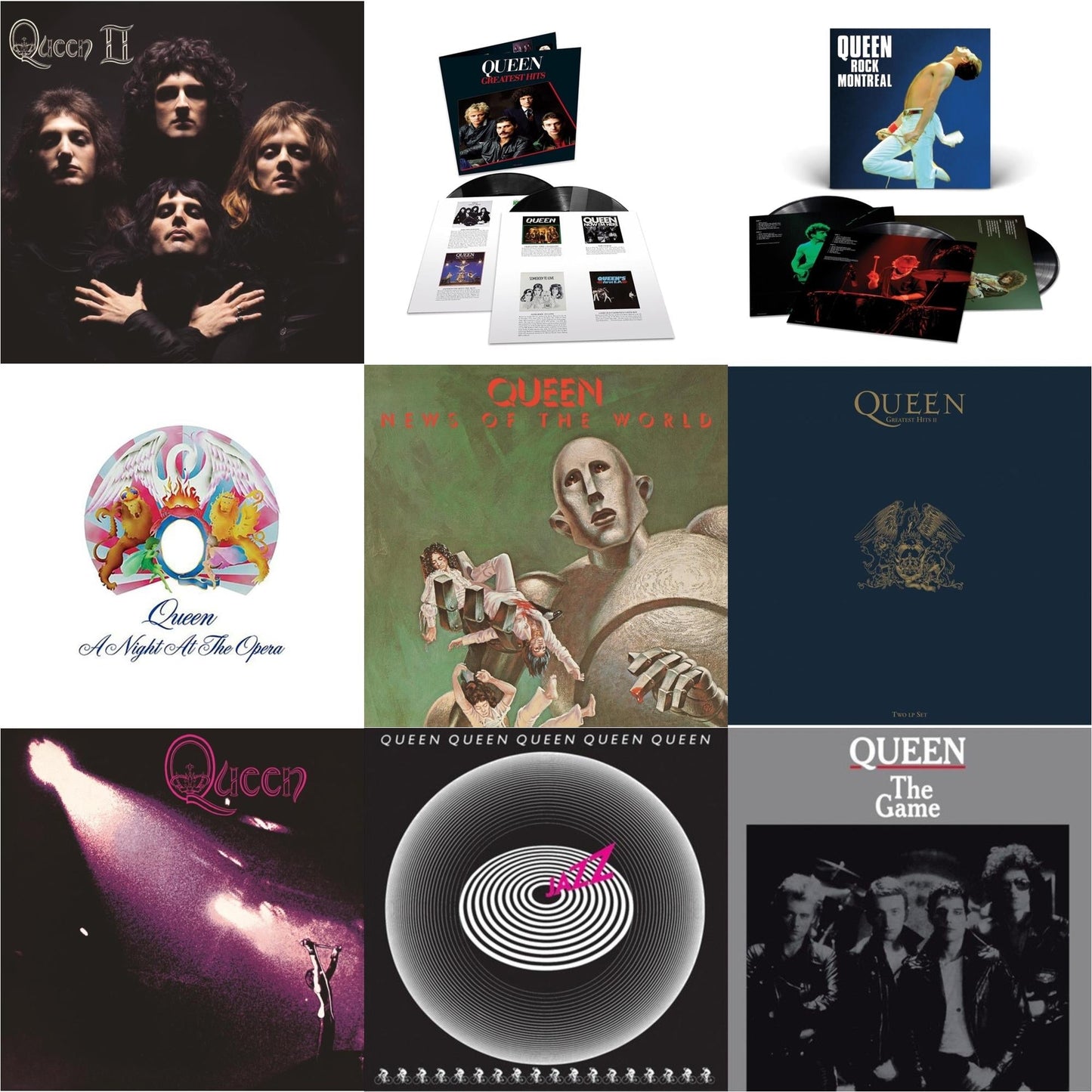 Queen - Greatest Hits 1 (180G/Dl Card/2LP) & Greatest Hits 2 (180G/Dl Card) & Jazz & Game & Queen & Queen Ii & News Of The World & Night At The Opera & Queen Rock Montreal (3LP)