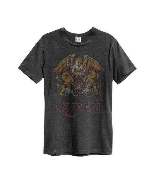Queen Colour Crest Vintage T-Shirt (Charcoal) [T-Shirt]