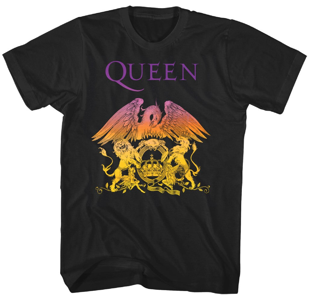 Queen Gradient Crest Mens T Shirt Black