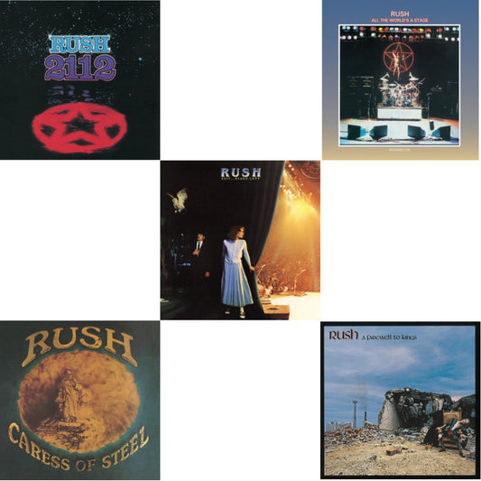 Rush - Caress Of Steel (180G/Dl Card) & All The World's A Stage (180G) & 2112 (180G) & Farewell To Kings (180G) & Exit Stage Left (180G) - LP Vinyl Bundle