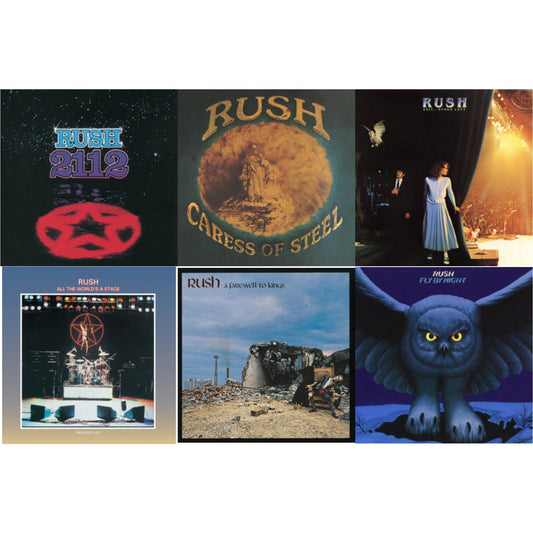 Rush - Fly By Night (180G) & Caress Of Steel (180G/Dl Card) & All The World's A Stage (180G) & 2112 (180G) & Farewell To Kings (180G) & Exit Stage Left (180G) - LP Vinyl Bundle