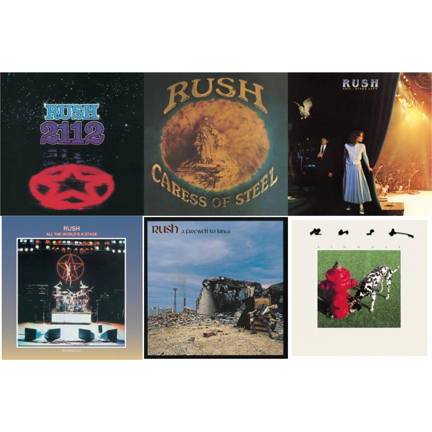 Rush - Caress Of Steel (180G/Dl Card) & All The World's A Stage (180G) & 2112 (180G) & Farewell To Kings (180G) & Exit Stage Left (180G) & Signals (180G) - LP Vinyl Bundle