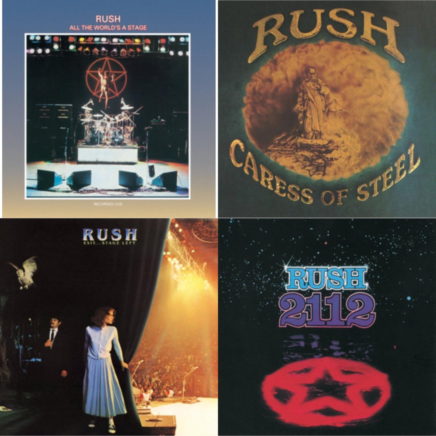 Rush - Caress Of Steel (180G/Dl Card) & All The World's A Stage (180G) & 2112 (180G) & Exit Stage Left (180G) - LP Vinyl Bundle
