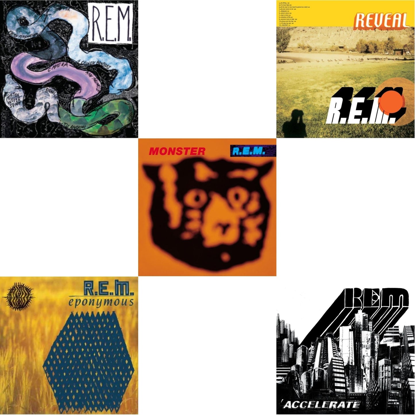 R.E.M. - Reckoning & Eponymous & Monster & Reveal & Accelerate - LP Vinyl Bundle