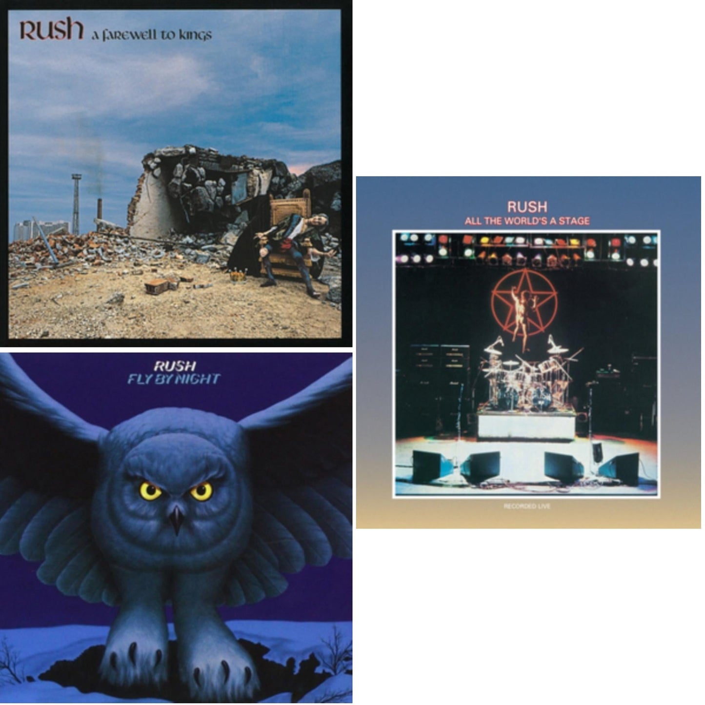 Rush - Fly By Night (180G) & All The World's A Stage (180G) & Farewell To Kings (180G) - LP Vinyl Bundle