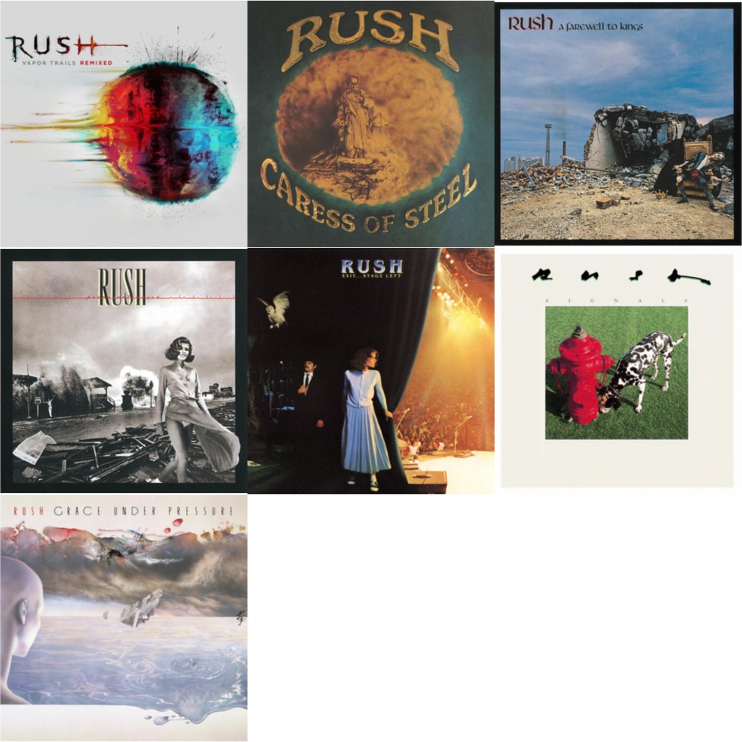 Rush - Vapor Trails (Remixed) & Caress Of Steel (180G/Dl Card) & Farewell To Kings (180G) & Permanent Waves (180G) & Exit Stage Left (180G) & Signals (180G) & Grace Under Pressure (180G) - LP Vinyl Bundle