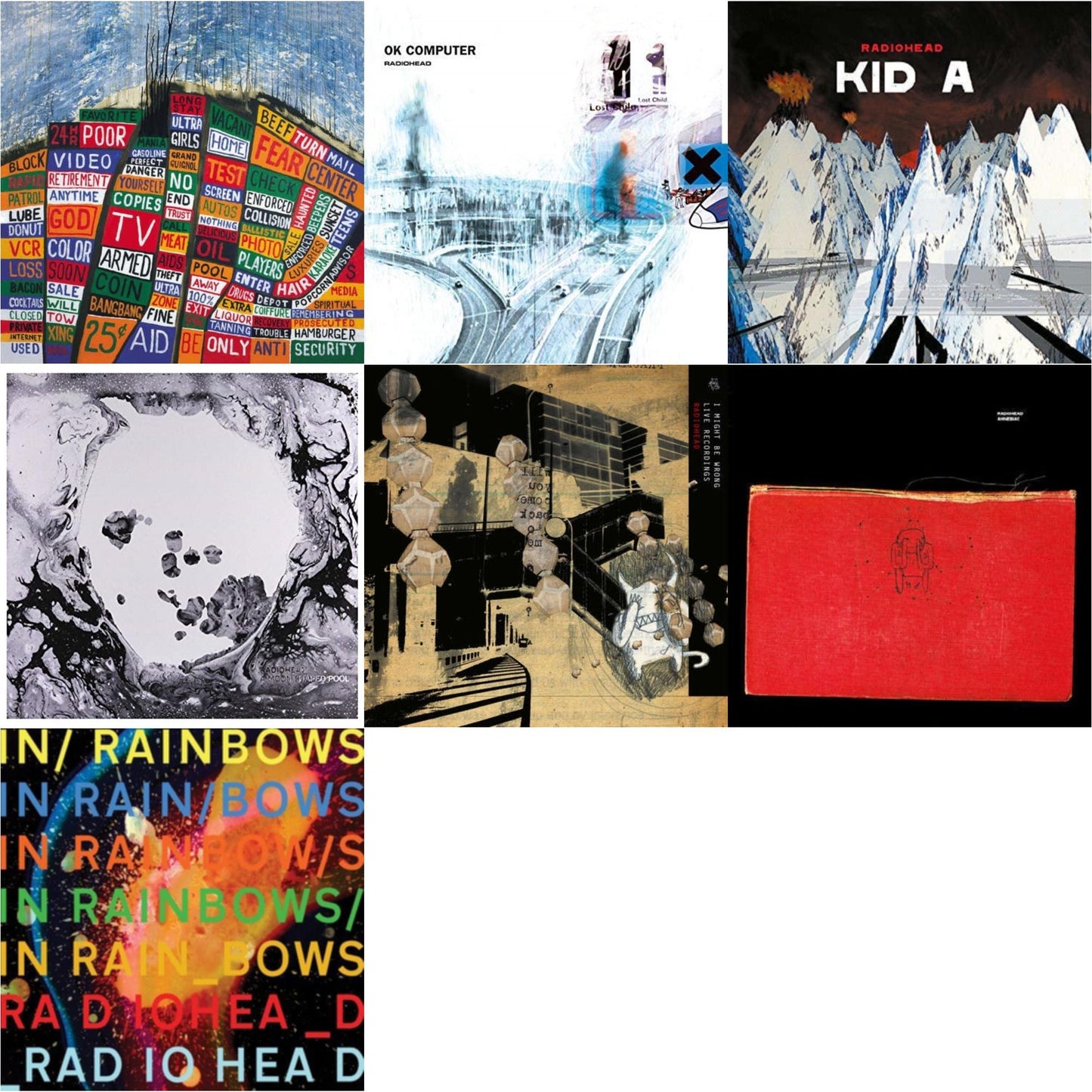 Radiohead - In Rainbows (180G) & Ok Computer (2LP/180G) & Kid A (2LP/180G) & Amnesiac (2LP/180G) & I Might Be Wrong & Hail To The Thief (2LP/45 RPM/180G) & Moon Shaped Pool (Foil Gatefold Cover)