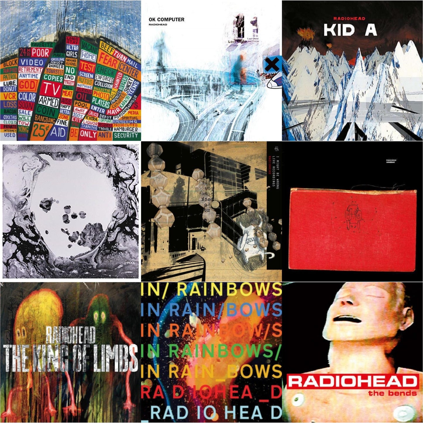 Radiohead - In Rainbows (180G) & Bends (180G) & Ok Computer (2LP/180G) & Kid A (2LP/180G) & Amnesiac (2LP/180G) & I Might Be Wrong & Hail To The Thief (2LP/45 RPM/180G) & King Of Limbs (180G) & Moon Shaped Pool (Foil Gatefold Cover)