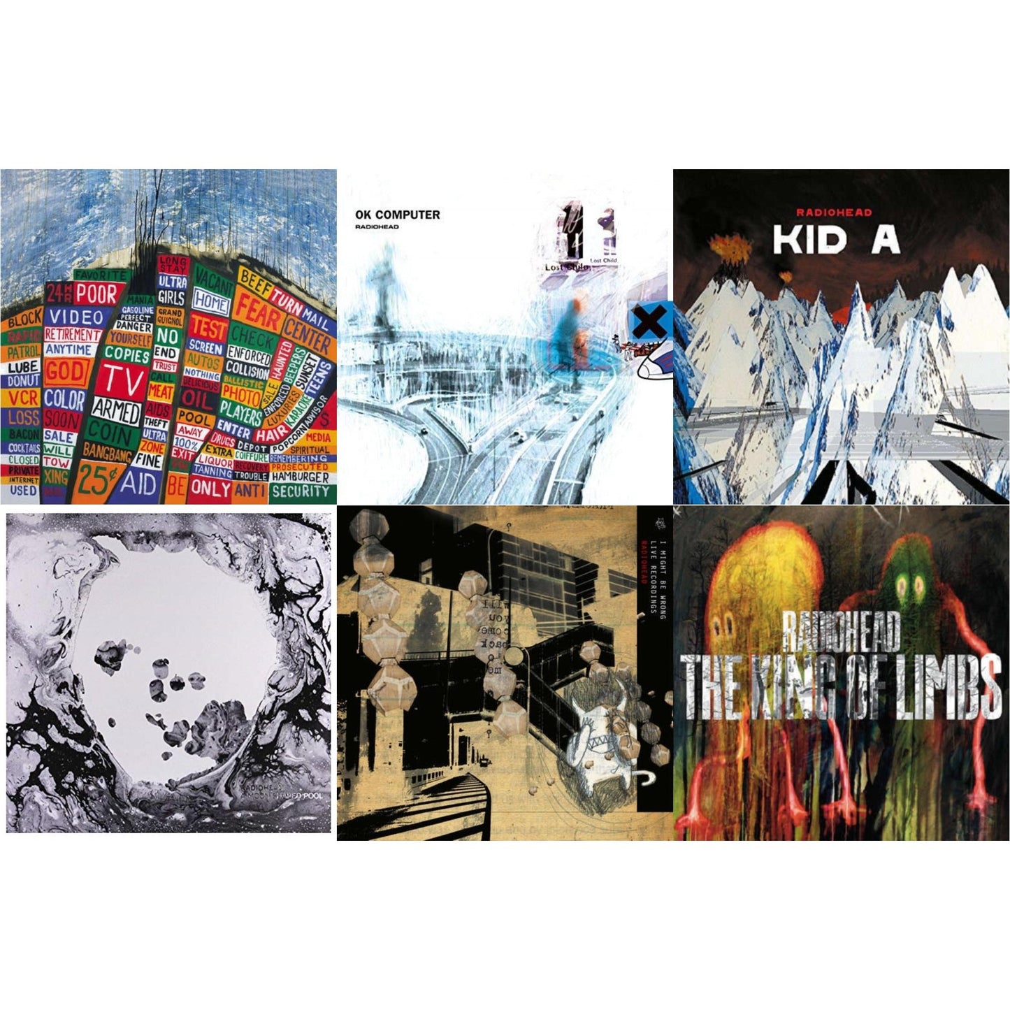 Radiohead - Ok Computer (2LP/180G) & Kid A (2LP/180G) & I Might Be Wrong & Hail To The Thief (2LP/45 RPM/180G) & King Of Limbs (180G) & Moon Shaped Pool (Foil Gatefold Cover)