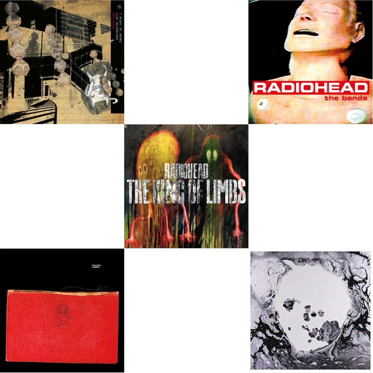 Radiohead - Bends (180G) & Amnesiac (2LP/180G) & I Might Be Wrong & King Of Limbs (180G) & Moon Shaped Pool (Foil Gatefold Cover)