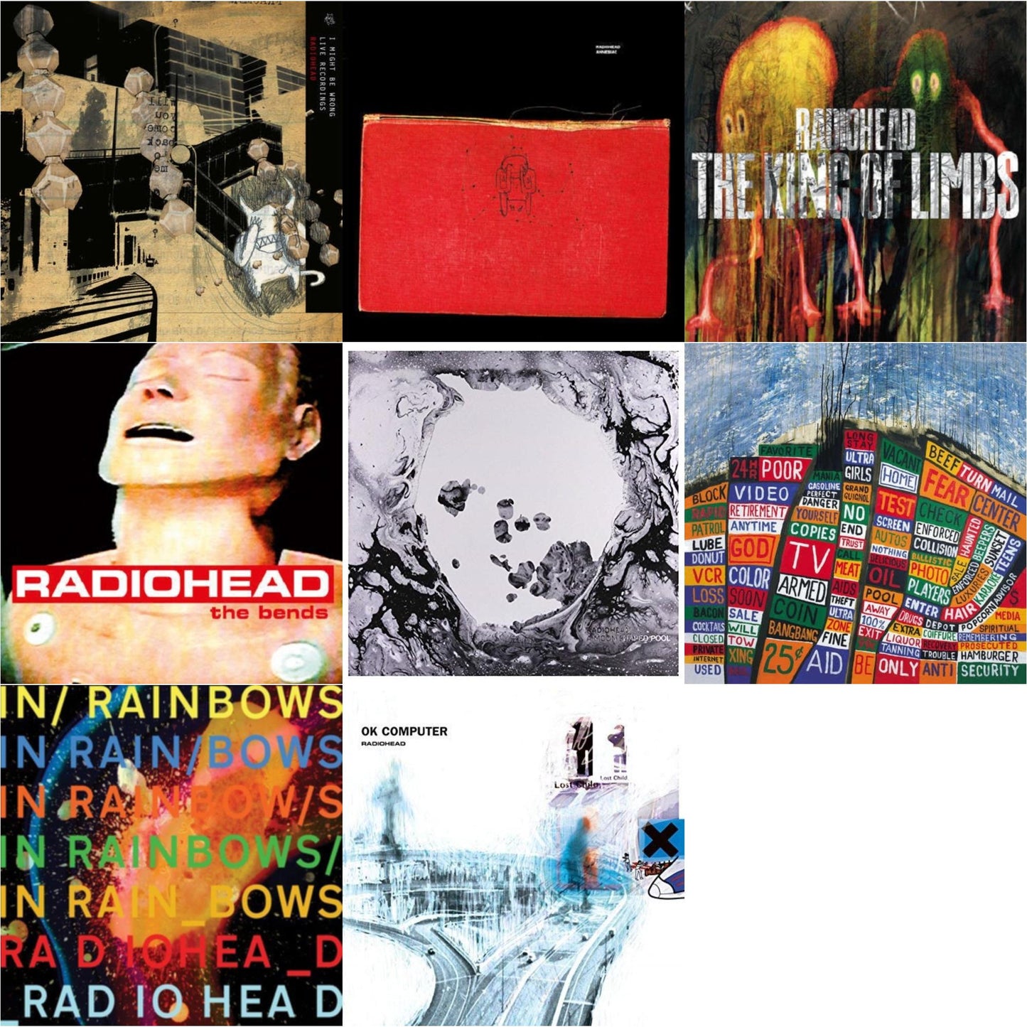 Radiohead - In Rainbows (180G) & Bends (180G) & Ok Computer (2LP/180G) & Amnesiac (2LP/180G) & I Might Be Wrong & Hail To The Thief (2LP/45 RPM/180G) & King Of Limbs (180G) & Moon Shaped Pool (Foil Gatefold Cover)