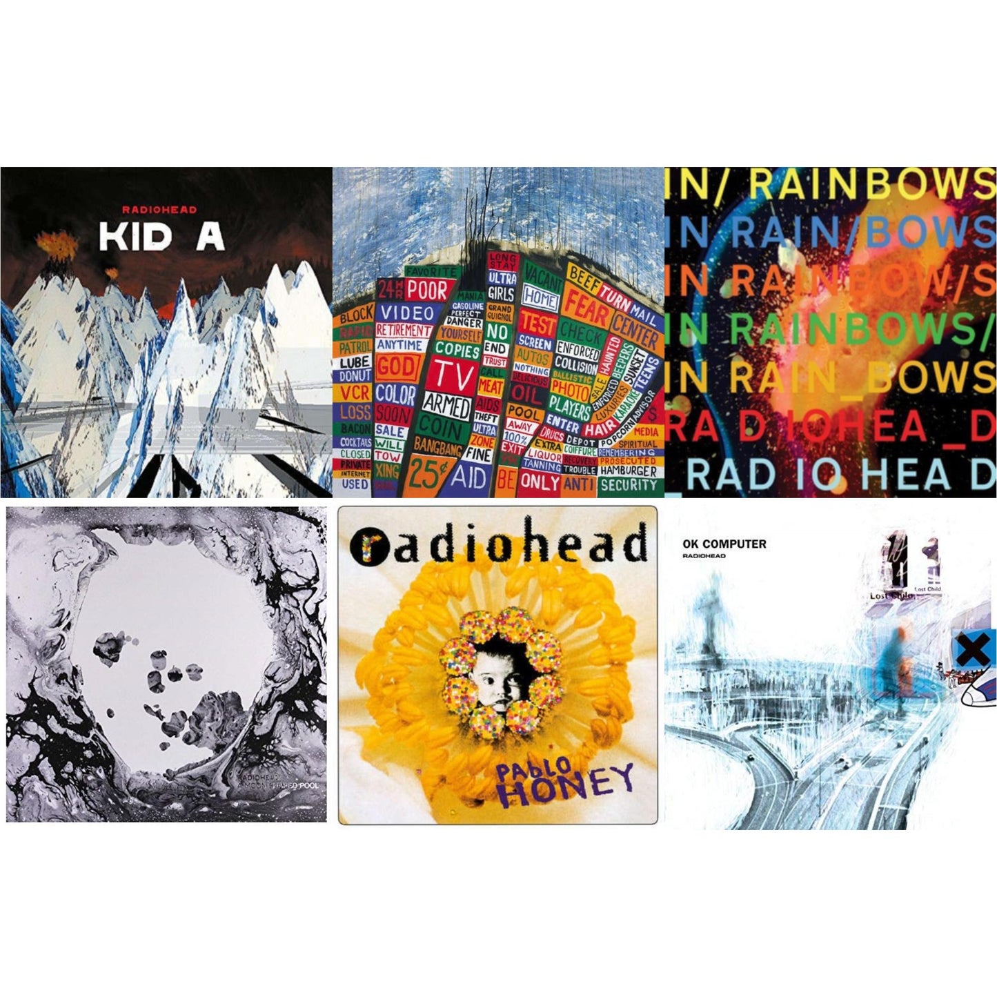 Radiohead - In Rainbows (180G) & Pablo Honey (180G) & Ok Computer (2LP/180G) & Kid A (2LP/180G) & Hail To The Thief (2LP/45 RPM/180G) & Moon Shaped Pool (Foil Gatefold Cover)