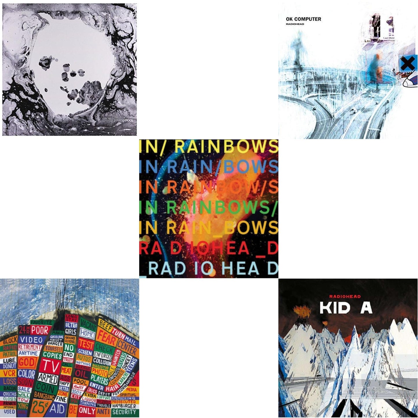 Radiohead - Moon Shaped Pool (Foil Gatefold Cover) & Hail To The Thief (2LP/45 RPM/180G) & In Rainbows (180G) & Ok Computer (2LP/180G) & Kid A (2LP/180G)