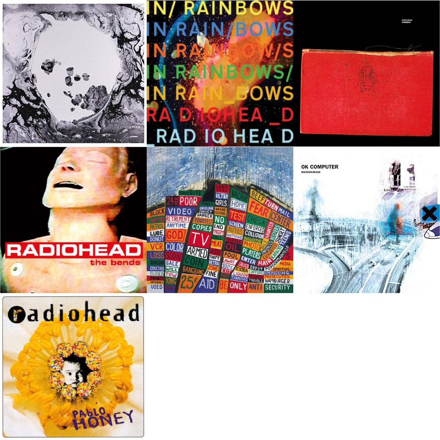 Radiohead - In Rainbows (180G) & Pablo Honey (180G) & Bends (180G) & Ok Computer (2LP/180G) & Amnesiac (2LP/180G) & Hail To The Thief (2LP/45 RPM/180G) & Moon Shaped Pool (Foil Gatefold Cover)