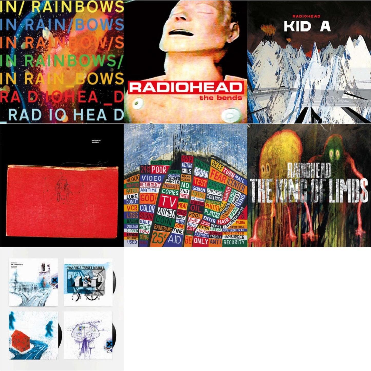 Radiohead - In Rainbows (180G) & Bends (180G) & Kid A (2LP/180G) & Amnesiac (2LP/180G) & Hail To The Thief (2LP/45 RPM/180G) & King Of Limbs (180G) & Ok Computer Oknotok (3LP/180G)