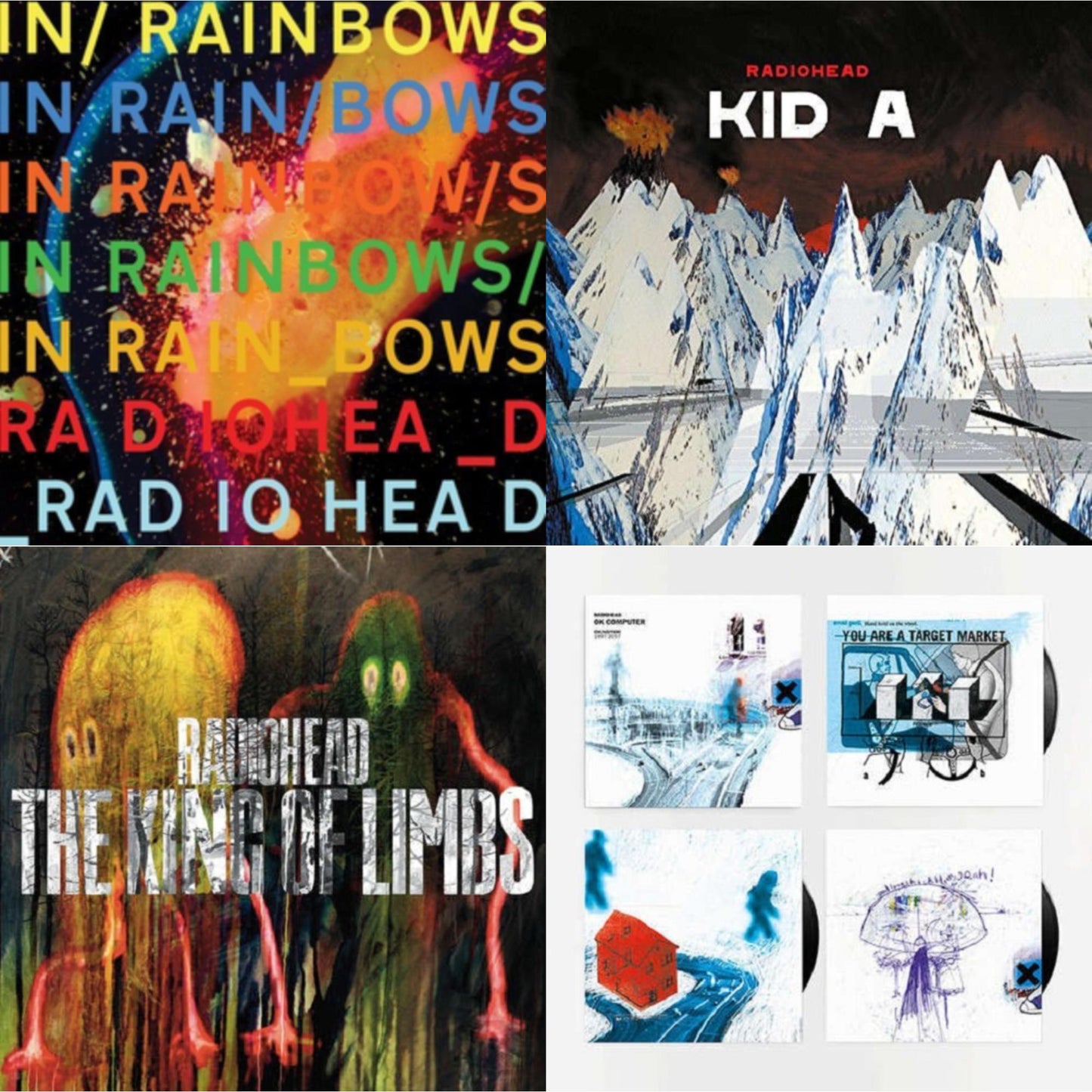 Radiohead - In Rainbows (180G) & Kid A (2LP/180G) & King Of Limbs (180G) & Ok Computer Oknotok (3LP/180G)