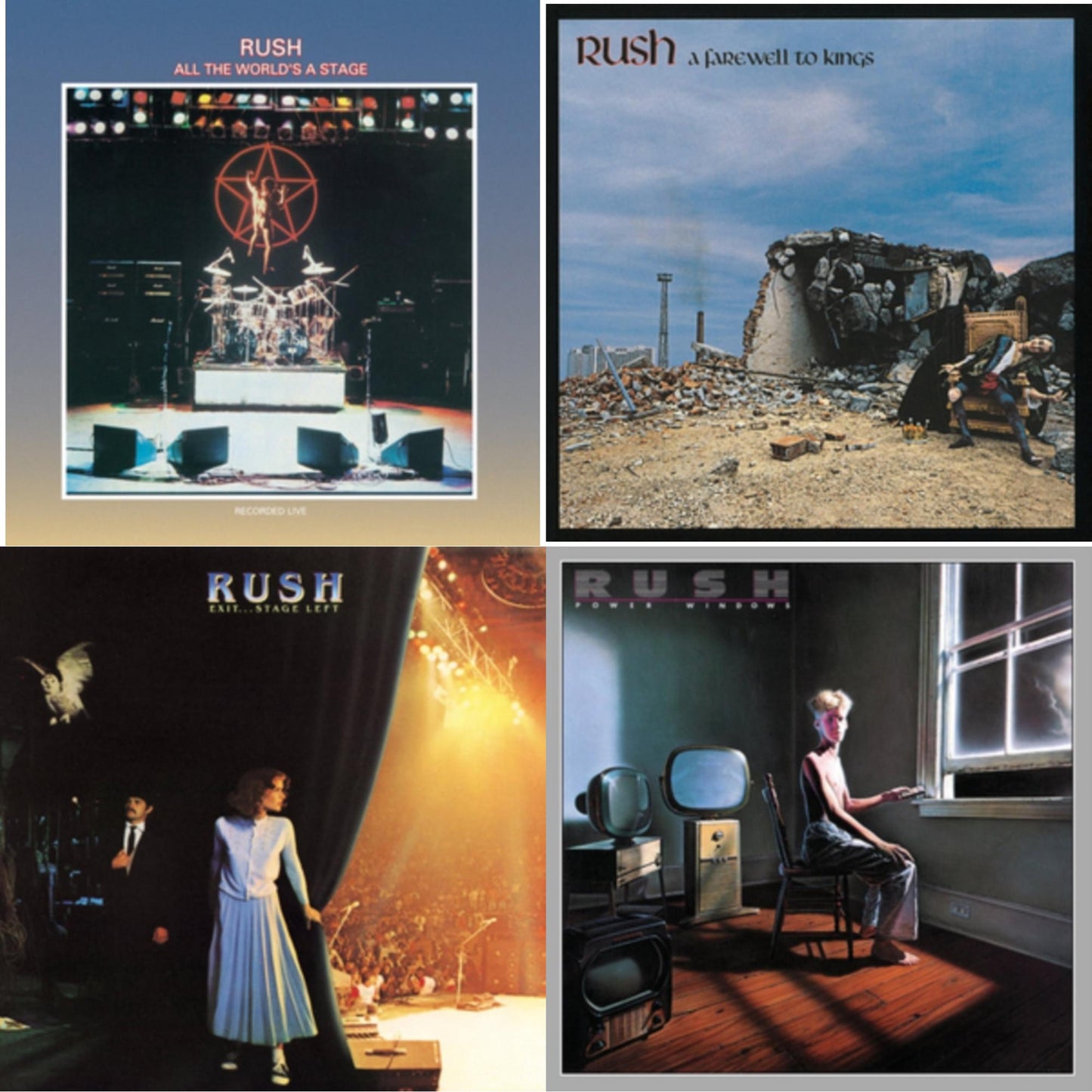 Rush - All The World's A Stage (180G) & Farewell To Kings (180G) & Exit Stage Left (180G) & Power Windows (180G) - LP Vinyl Bundle