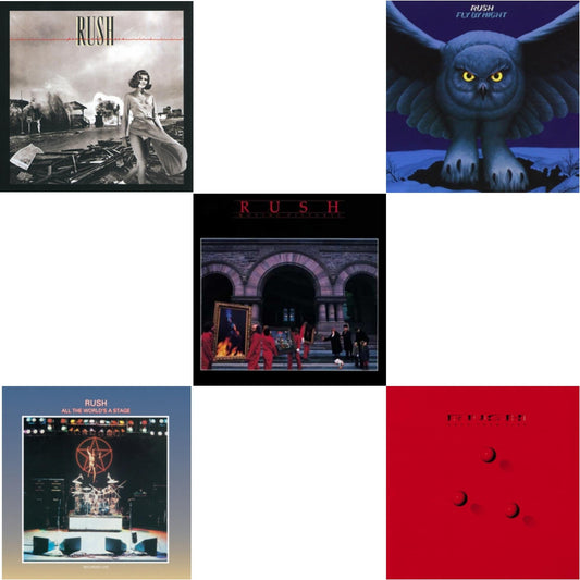 Rush - Fly By Night (180G) & All The World's A Stage (180G) & Permanent Waves (180G) & Moving Pictures (180G LP Vinyl/Dl Card) & Hold Your Fire (180G)