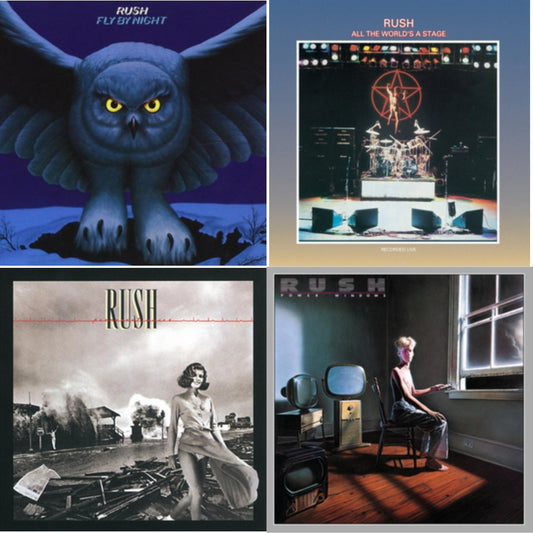 Rush - Fly By Night (180G) & All The World's A Stage (180G) & Permanent Waves (180G) & Power Windows (180G) - LP Vinyl Bundle