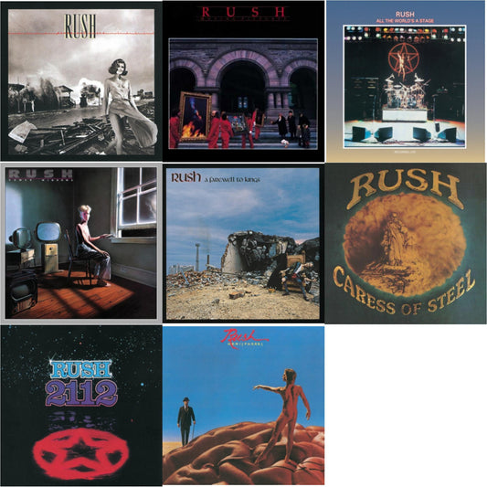 Rush - Caress Of Steel (180G/Dl Card) & All The World's A Stage (180G) & 2112 (180G) & Farewell To Kings (180G) & Hemispheres (180G) & Permanent Waves (180G) & Moving Pictures (180G LP Vinyl/Dl Card) & Power Windows (180G)