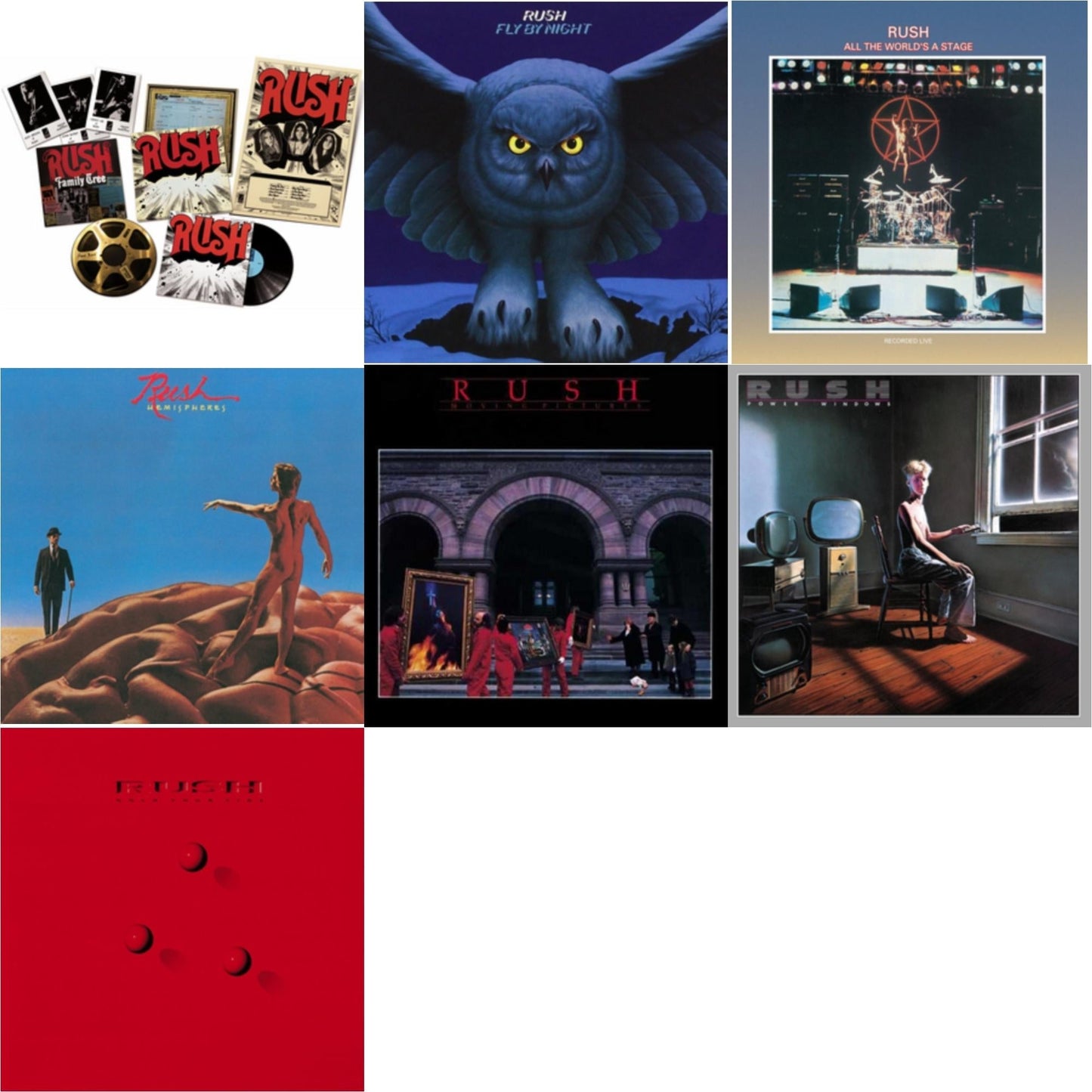 Rush - Rush (Rediscovered LP Box) (180G) & Fly By Night (180G) & All The World's A Stage (180G) & Hemispheres (180G) & Moving Pictures (180G LP Vinyl/Dl Card) & Power Windows (180G) & Hold Your Fire (180G)