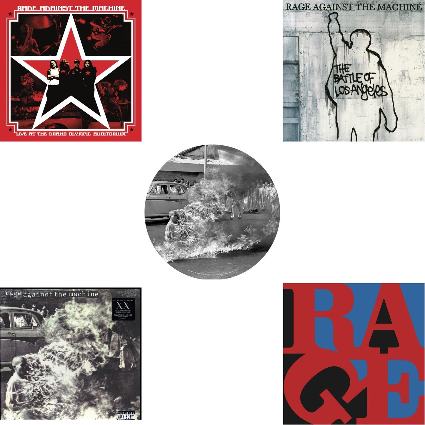 Rage Against The Machine - Live At The Grand Olympic Auditorium (2LP/180G Vinyl) & Rage Against The Machine & Rage Against The Machine (X) (Picture Disc) & Battle Of Los Angeles (180G LP Vinyl) & Renegades (180G LP Vinyl)