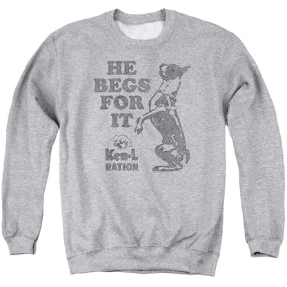 Ken L Ration Begs Mens Crewneck Sweatshirt Athletic Heather