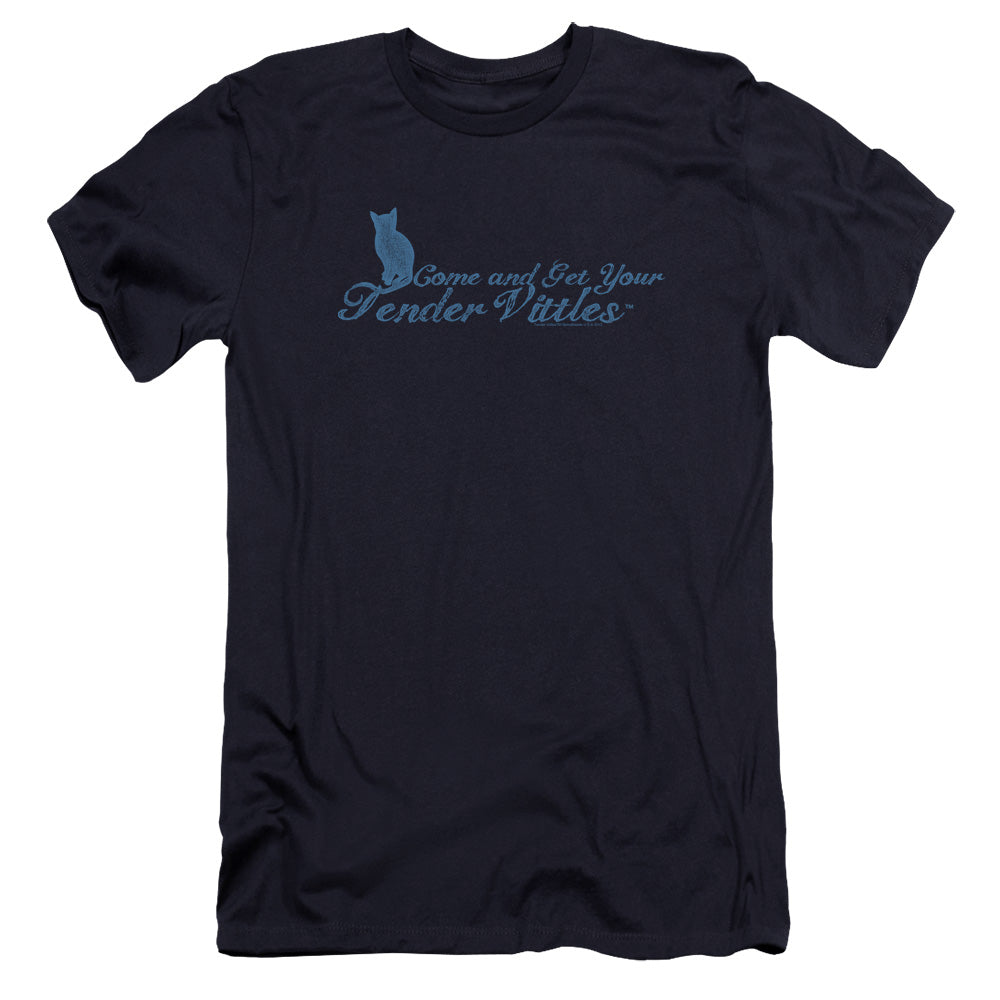 Tender Vittles Come And Get Em Premium Bella Canvas Slim Fit Mens T Shirt Navy