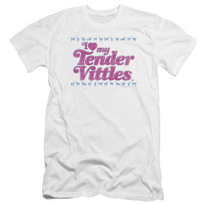 Tender Vittles Love Premium Bella Canvas Slim Fit Mens T Shirt White