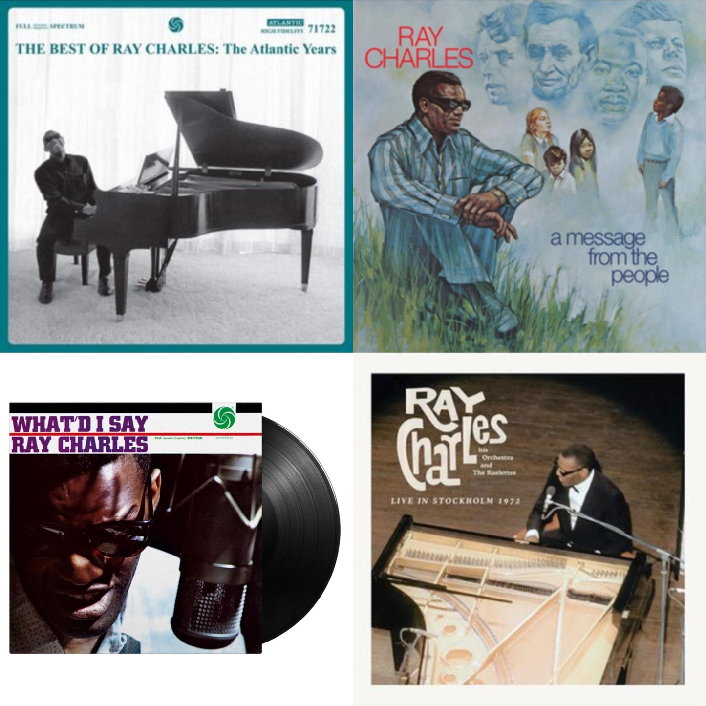 Ray Charles - Best Of Ray Charles: The Atlantic Years (2LP/White Vinyl) & Live In Stockholm 1972 (140G) & Message From The People (140G) & What'd I Say (180G)