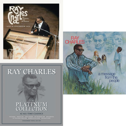 Ray Charles - Platinum Collection (White LP Vinyl) & Live In Stockholm 1972 (140G) & Message From The People (140G)