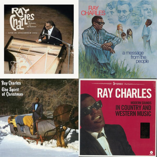 Ray Charles - Live In Stockholm 1972 (140G) & Message From The People (140G) & Spirit Of Christmas & Modern Sounds In Country & Western Music Vol.1 - LP Vinyl Bundle