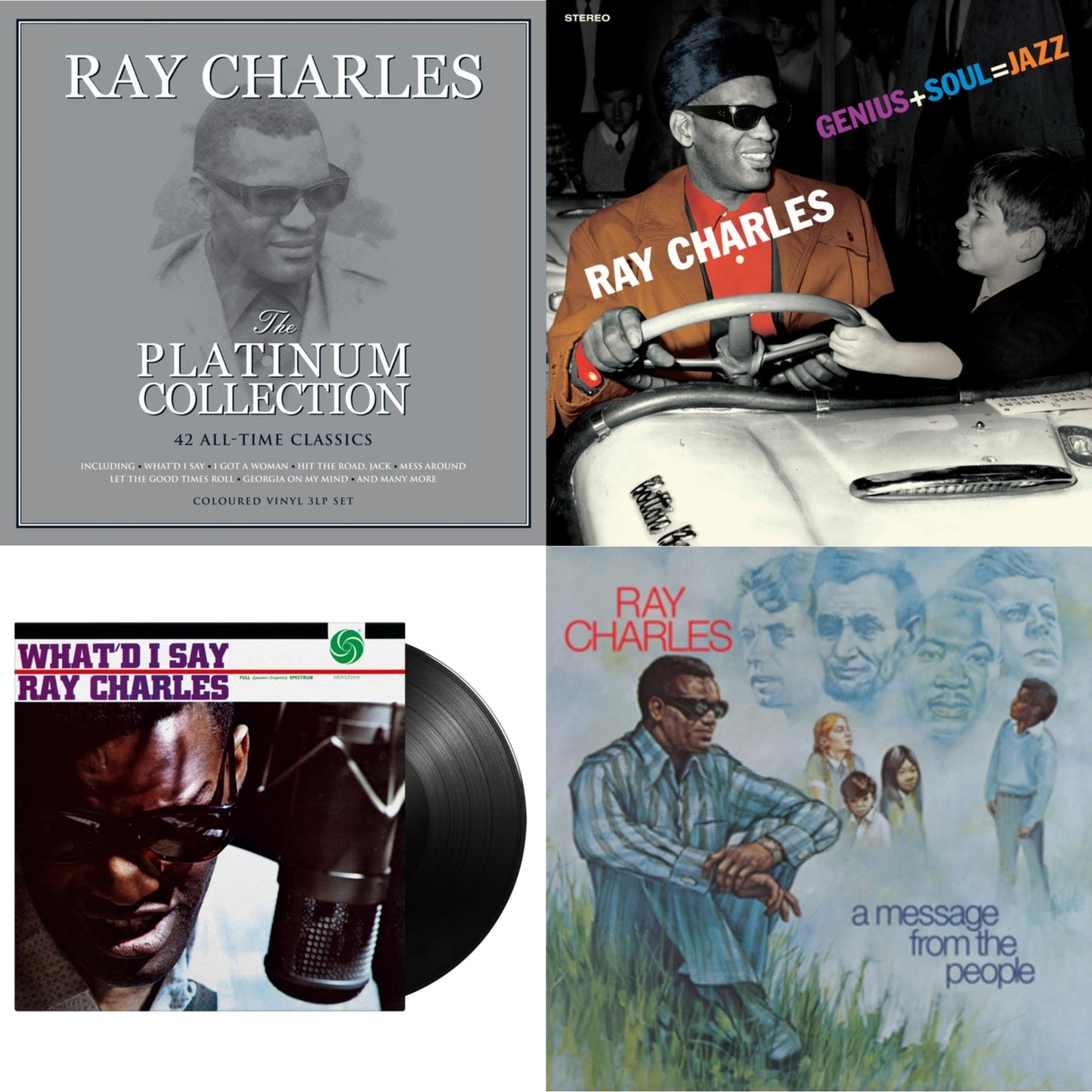 Ray Charles - Platinum Collection (White LP Vinyl) & Message From The People (140G) & Genius + Soul = Jazz (Orange LP Vinyl) & What'd I Say (180G)