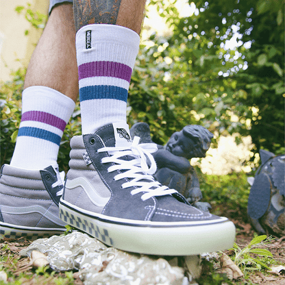 REPREVE® Subtle Grape White Adult Crew Socks