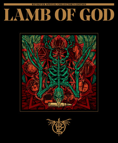 Album cover for Lamb of God with a central skeleton illustration on a black background