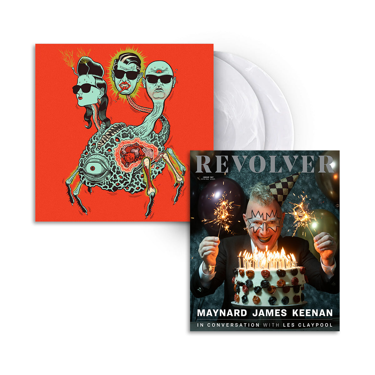 Maynard James Keenan X Revolver Bundle W/ Spring 2024 Issue & Puscifer 'Global Probing, Live From Prescott' 2 LP (Limited Edition – Only 500 Made, Clear W/ White Smoke Vinyl) Vinyl Record