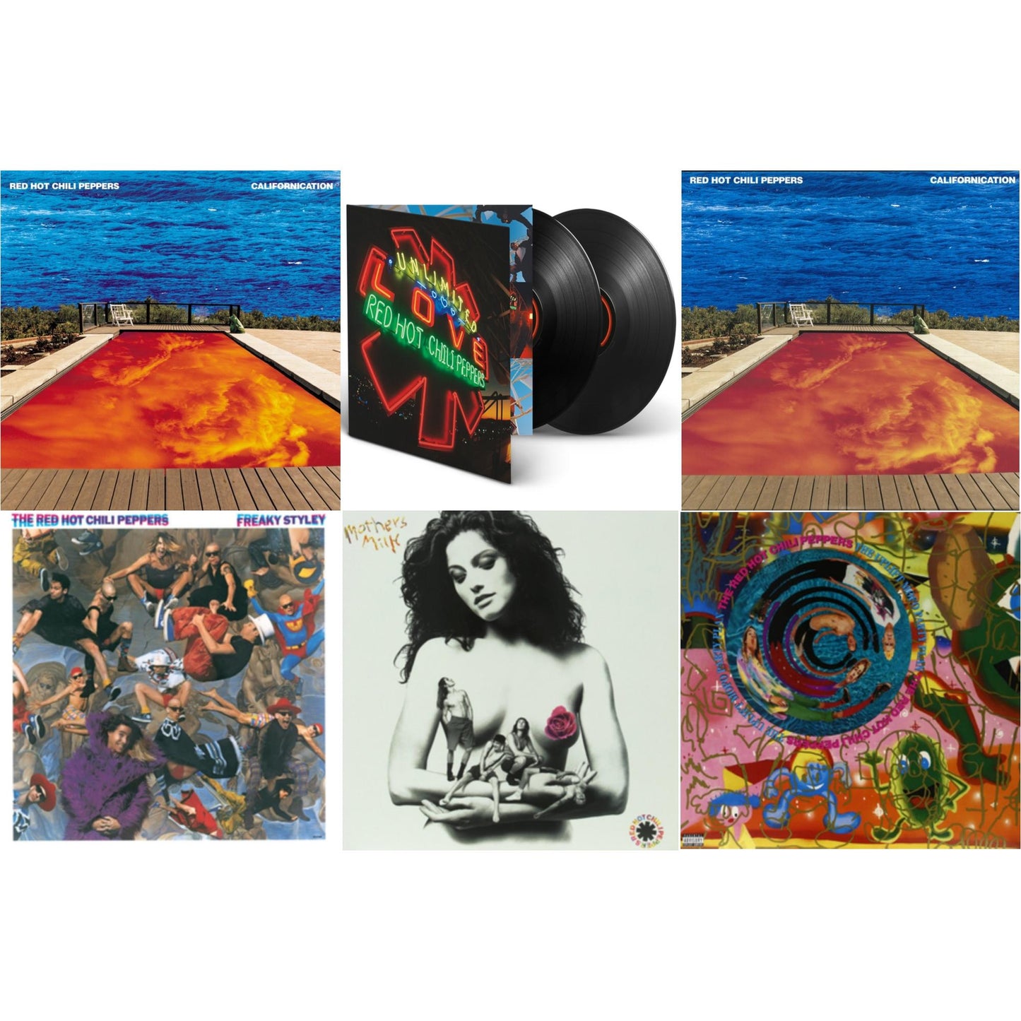 Red Hot Chili Peppers - Californication (2LP/180G) & Californication (2LP/Red & Blue Vinyl) & Unlimited Love (Deluxe/2LP) & Freaky Styley & Mother's Milk & Uplift Mofo Party Plan